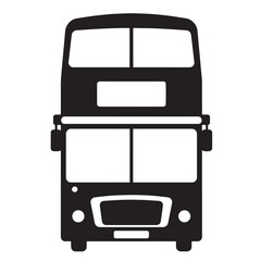 Black and white vector illustration of a double decker bus for transportation purposes