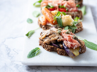 Variety of mini sandwiches 