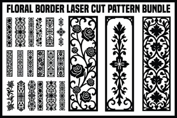 Floral Border Laser Cut Pattern Bundle 