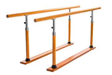 Wooden parallel bars for gymnastics and physical therapy isolated with transparent background