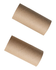 Top view set of tissue paper cores or napkin in strange shape after use in toilet or restroom isolated with clipping path in png file format