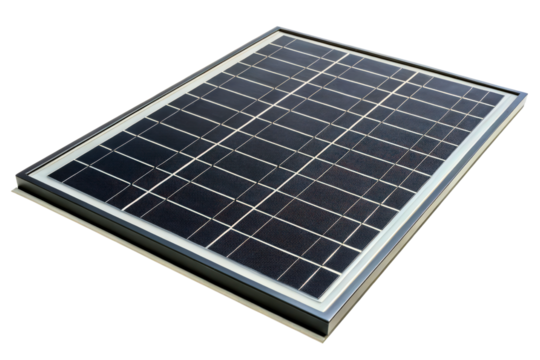 Rectangular photovoltaic solar panel for renewable energy isolated with transparent background