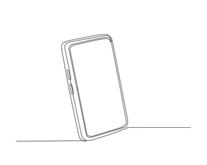 Smartphone outline drawing illustration. one continuous line drawing of cellular phone.