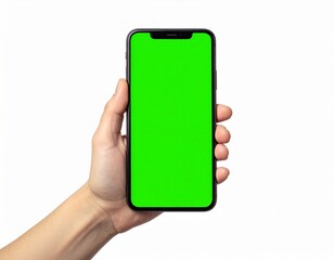 Hand Holding Green Screen Phone