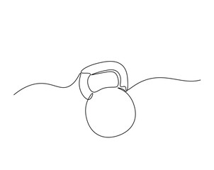 kettlebell gym equipment outline drawing illustration. one continuous line drawing of kettlebell.
