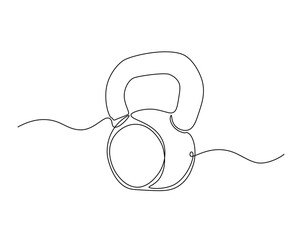 kettlebell gym equipment outline drawing illustration. one continuous line drawing of kettlebell.