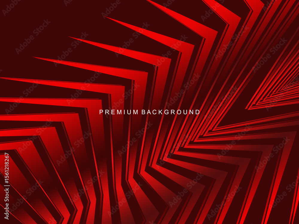 Poster luxurious abstract vector with crimson and fiery red geometric stripes creates a dynamic visual effe