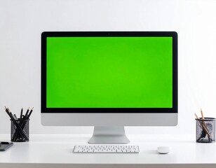 Fototapeta premium Green Screen Desktop Setup