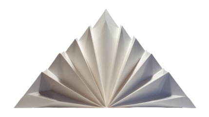 A creative paper folding design in a triangular shape. transparent background