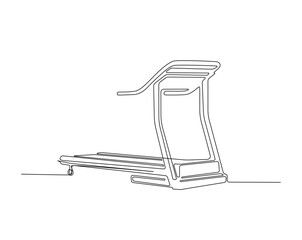 Treadmill running equipment outline drawing illustration. one continuous line drawing of treadmill.