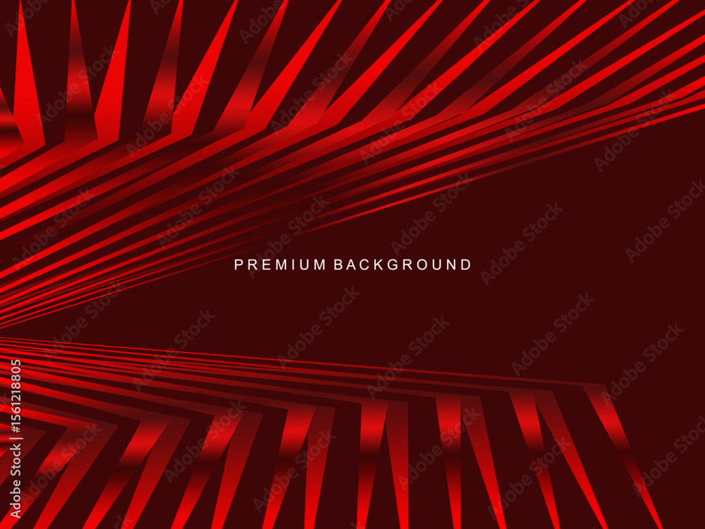 Poster luxurious abstract vector with crimson and fiery red geometric stripes creates a dynamic visual effe
