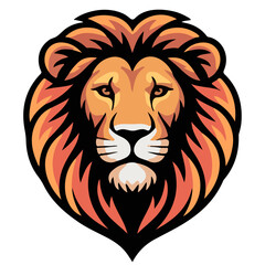 Lion Head and Face Mascot Logo Illustration on White Background. animal, face, lion, head, mascot, logo.