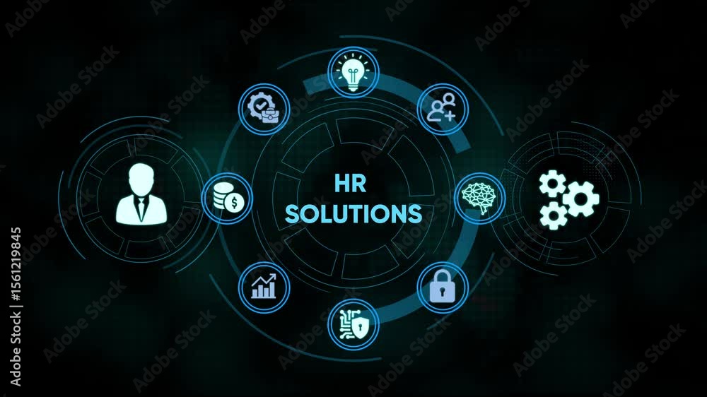 Aufkleber futuristic digital interface depicting business processes and technology integration