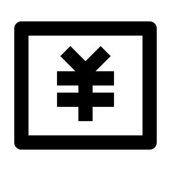 Fototapeta premium Illustration of a yen symbol centered within a rounded square border in black and white color scheme