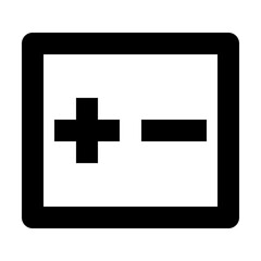 Obraz premium Black outlined square containing a plus and minus sign on a white background in the center view