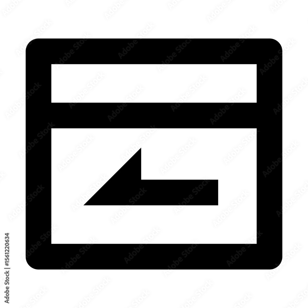 Poster black outlined square containing a left pointing arrow inside a rectangular shape illustration icon