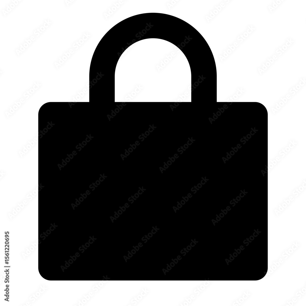 Poster simple black padlock icon with rounded corners and a circular handle on a white background image des