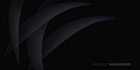 Abstract futuristic dark black background with waved design. Realistic 3d wallpaper with luxury flowing lines. Elegant backdrop for poster, website, brochure, banner