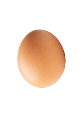 Top view of single brown chicken egg isolated with clipping path in png file format