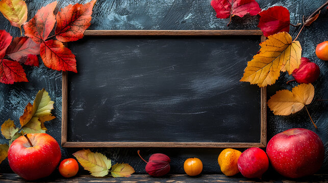 chalk board empty space copy space autumn school background concept mock up - Powered by Adobe
