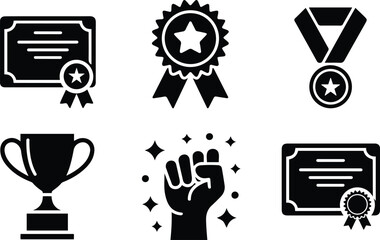 Achievement and Award Icons Set –Achievement and Award Icons Vector Silhouette.