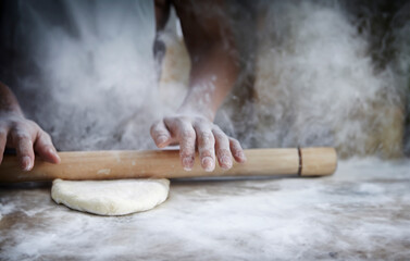 kneading bread dough by hand