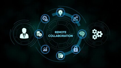 Animated digital interface displaying business and technology management process - Powered by Adobe