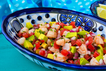 エビのセビーチェ（海老のセビーチェ）（セビチェ, セビッチェ）メキシコ料理 Mexican shrimp ceviche（Mexican shrimp cebiche, Ceviche de camarón, Cebiche de camarón)