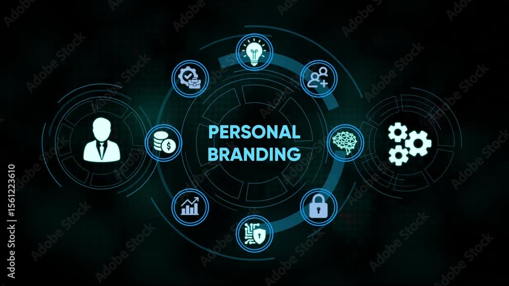 Poster futuristic business and technology conceptual animation with circular digital elements