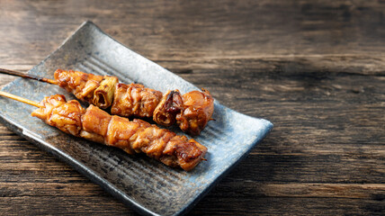 Grilled chicken skewers, seasoned chicken