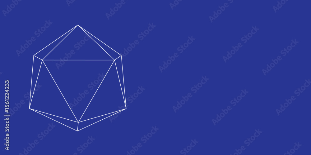 Aufkleber the outline of a large icosahedron made of white lines on the left. 3d view of the object in perspec