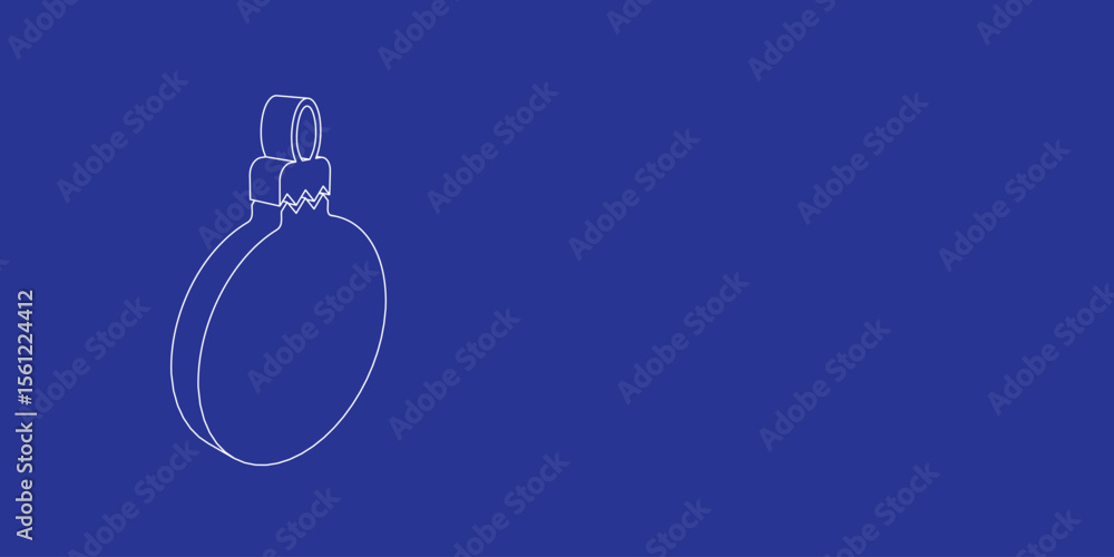 Aufkleber the outline of a large christmas tree toy made of white lines on the left. 3d view of the object in 