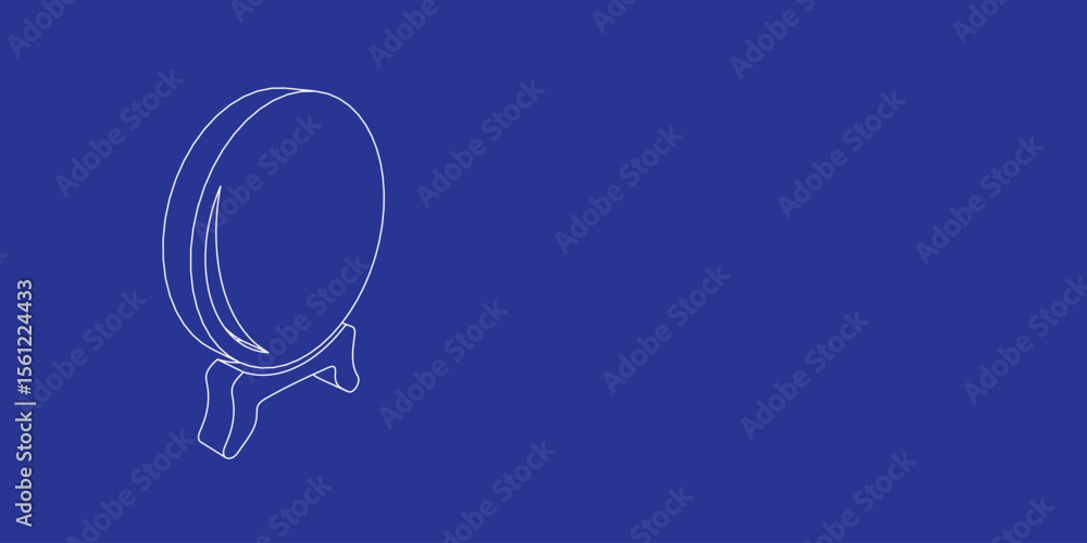 Poster the outline of a large spirit ball symbol made of white lines on the left. 3d view of the object in 