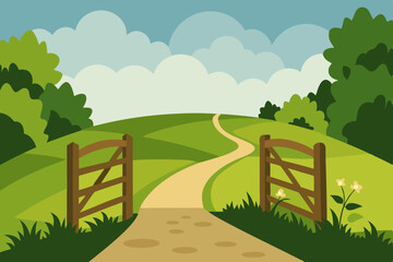 Serene English Countryside Path Winding Trail