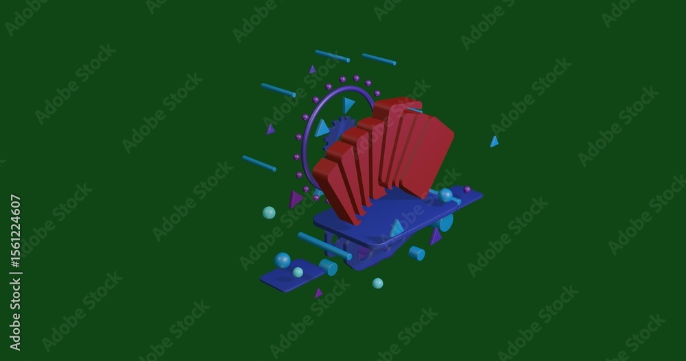 Poster red playing cards symbol on a pedestal of abstract geometric shapes floating in the air. abstract co