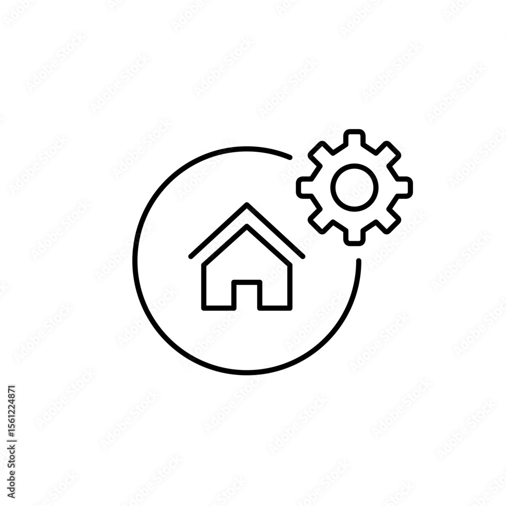 Aufkleber smart home controls setting. system configuration and automation. pixel perfect, editable stroke vec
