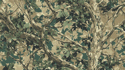 Hunting camouflage with oak tree for hunting and military. Hunting camouflage seamless pattern design.