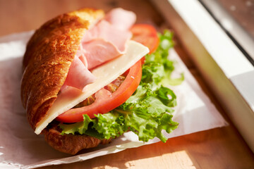 sandwich with ham and vegetables