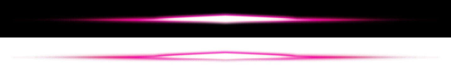 Pink horizontal light beam with black and transparent background

