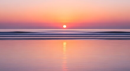 Obraz premium Serene sunset over the ocean with reflections creating a peaceful atmosphere