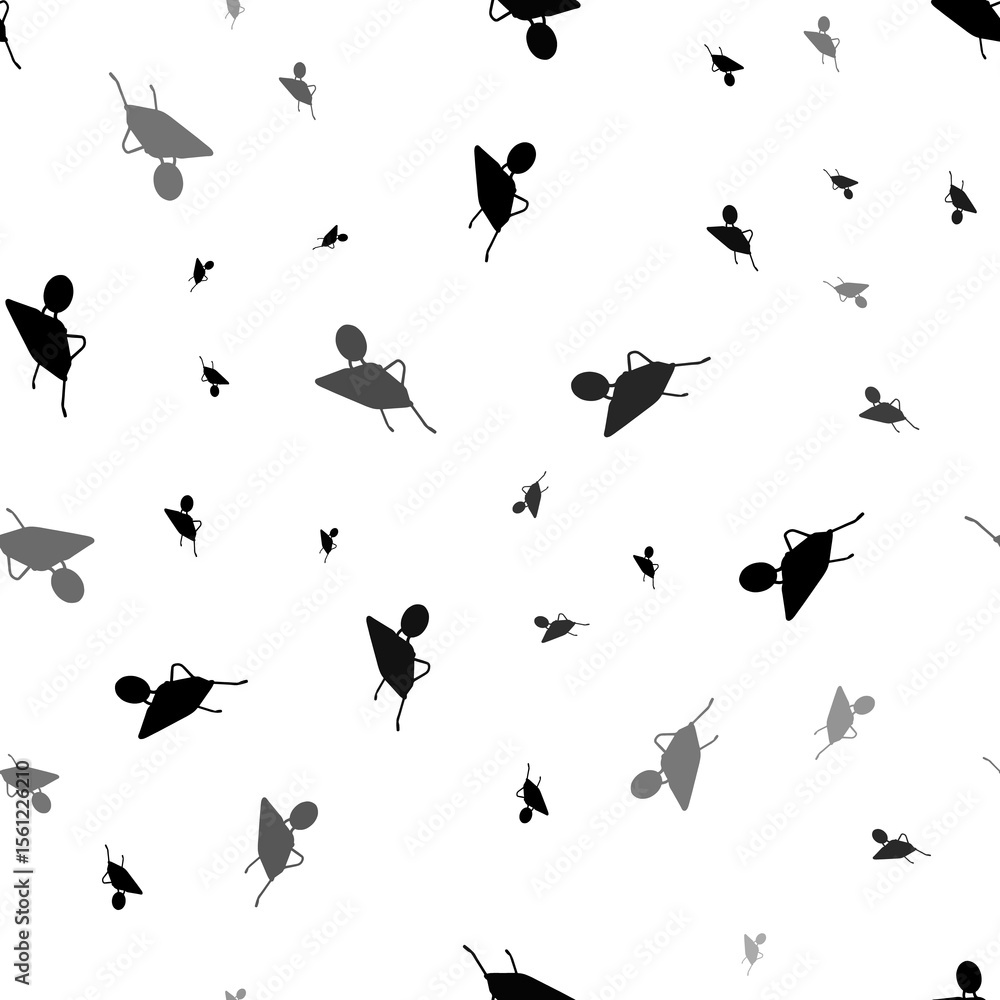 Aufkleber Seamless vector pattern with garden carts, creating a creative monochrome background with rotated elements. Illustration on transparent background