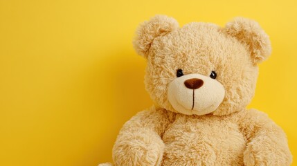 Obraz premium Teddy bear against yellow background