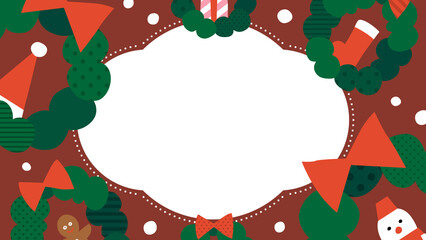 クリスマスリースのフレーム・背景素材（横向き16:9）
