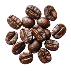 A close up of coffee beans with the beans spread out in a circle