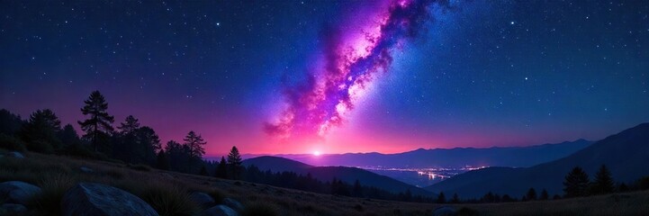 Fototapeta premium Meteor Shower Illuminates Night Sky Breathtaking Celestial Event over Dramatic Landscape