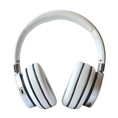A pair of white headphones with a silver band