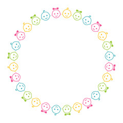Colorful Circle Border with Baby Faces