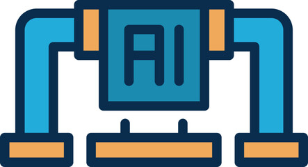 Obraz premium A stylized illustration of an AI system, showcasing its structure and components.