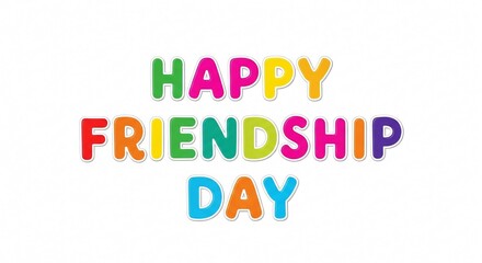 Obraz premium Vibrant Friendship Day Greeting Card Design - Colorful Typography on White Background