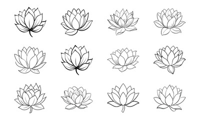 Bundle Indian Lotus Flower Layered Petals Flat Pastel 28 Indian Lotus Flower Layered Pe